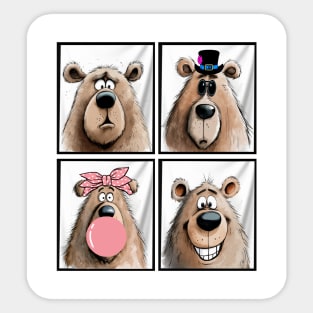 Cute bear posing for selfie photos in a photo booth Sticker